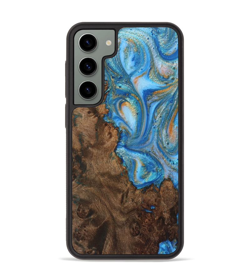 Galaxy S23 Plus Wood+Resin Phone Case - Marisol (Teal & Gold, 720099)