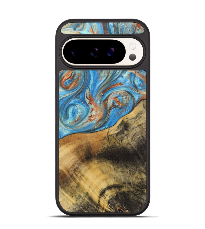 Pixel 9 Pro Wood+Resin Phone Case - Ana (Teal & Gold, 720102)