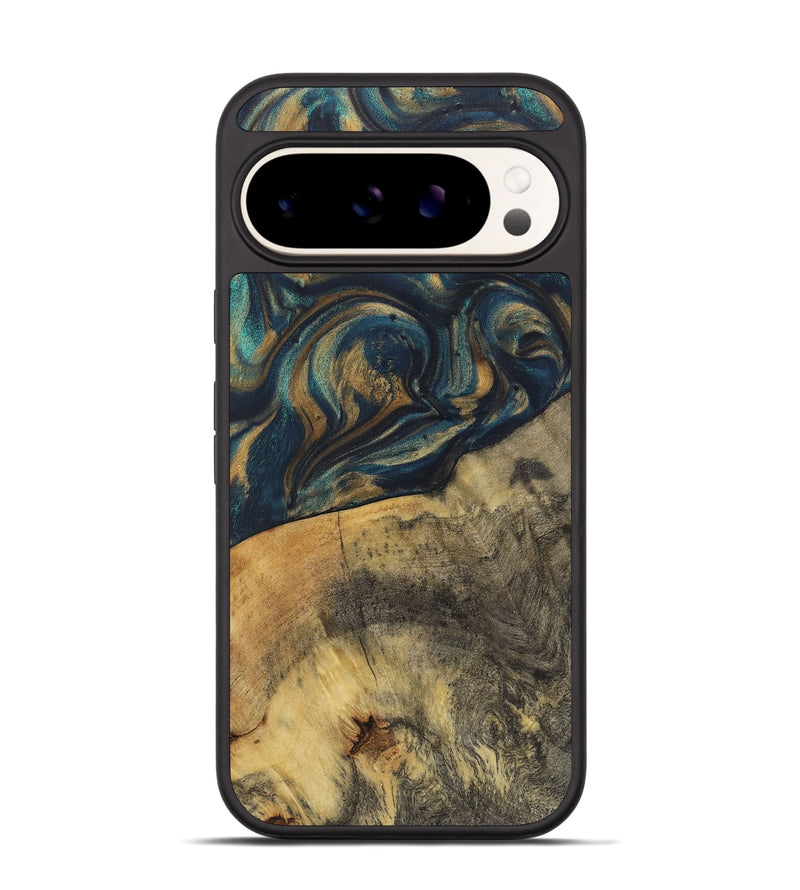 Pixel 9 Pro Wood+Resin Phone Case - Kali (Teal & Gold, 720110)