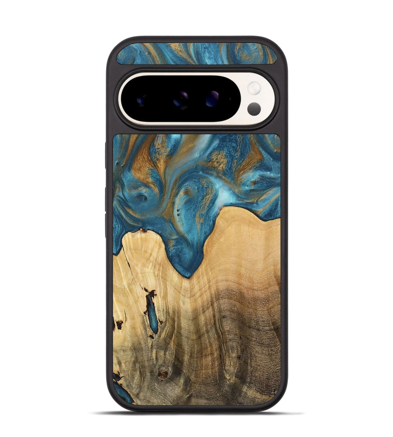 Pixel 9 Pro Wood+Resin Phone Case - Remy (Teal & Gold, 720113)