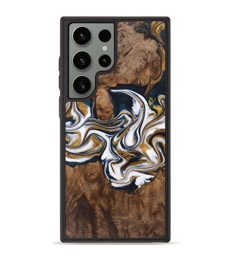 Galaxy S23 Ultra Wood+Resin Phone Case - Oaklynn (Teal & Gold, 720114)