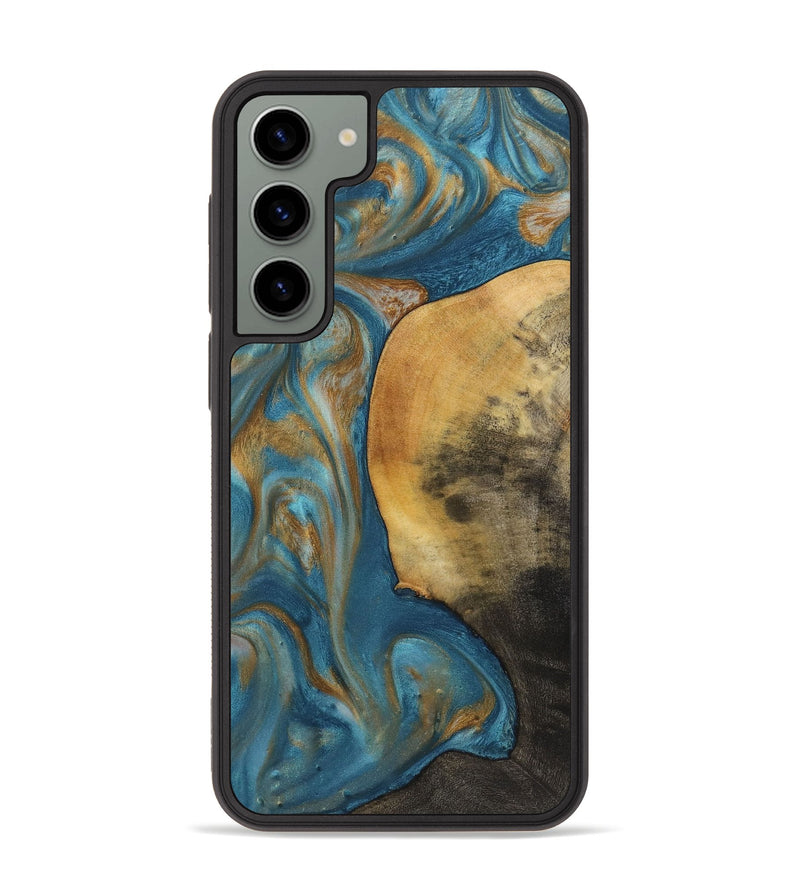 Galaxy S23 Plus Wood+Resin Phone Case - Callum (Teal & Gold, 720115)