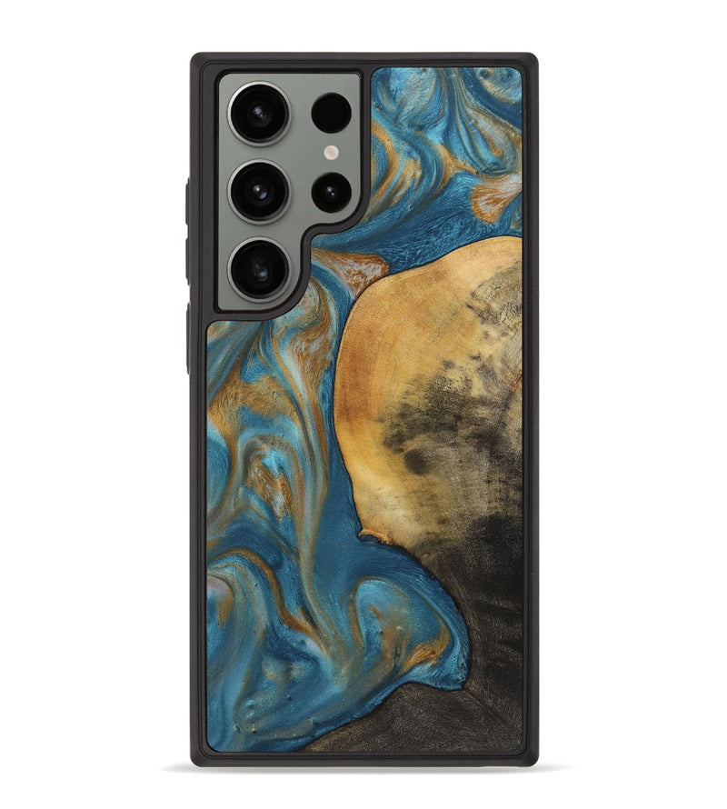 Galaxy S23 Ultra Wood+Resin Phone Case - Callum (Teal & Gold, 720115)