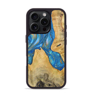 iPhone 16 Pro Wood+Resin Phone Case - Cairo (Teal & Gold, 720119)