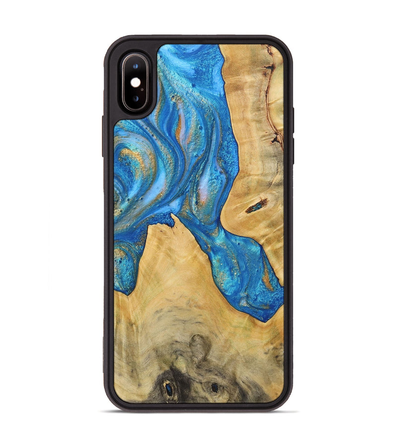 iPhone Xs Max Wood+Resin Phone Case - Cairo (Teal & Gold, 720119)