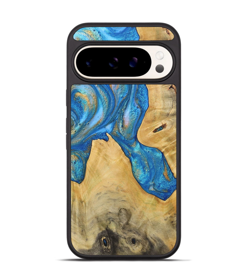 Pixel 9 Pro Wood+Resin Phone Case - Cairo (Teal & Gold, 720119)