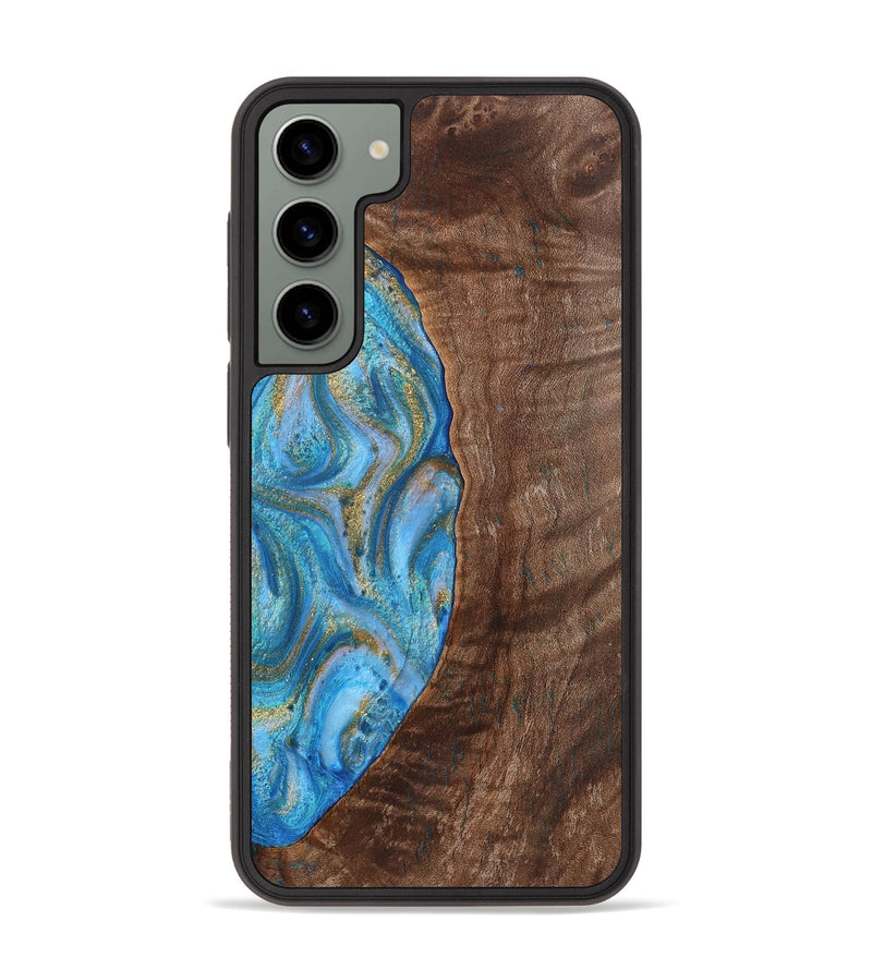 Galaxy S23 Plus Wood+Resin Phone Case - Christine (Teal & Gold, 720122)