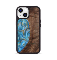 iPhone 13 Wood+Resin Phone Case - Christine (Teal & Gold, 720122)