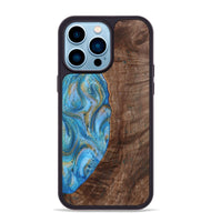 iPhone 14 Pro Max Wood+Resin Phone Case - Christine (Teal & Gold, 720122)