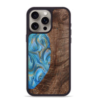 iPhone 15 Pro Max Wood+Resin Phone Case - Christine (Teal & Gold, 720122)