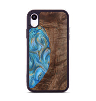 iPhone Xr Wood+Resin Phone Case - Christine (Teal & Gold, 720122)