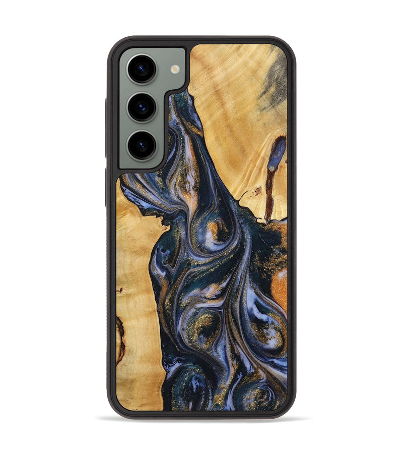 Galaxy S23 Plus Wood+Resin Phone Case - Cash (Teal & Gold, 720124)