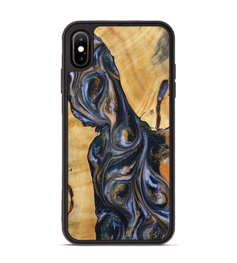 iPhone Xs Max Wood+Resin Phone Case - Cash (Teal & Gold, 720124)