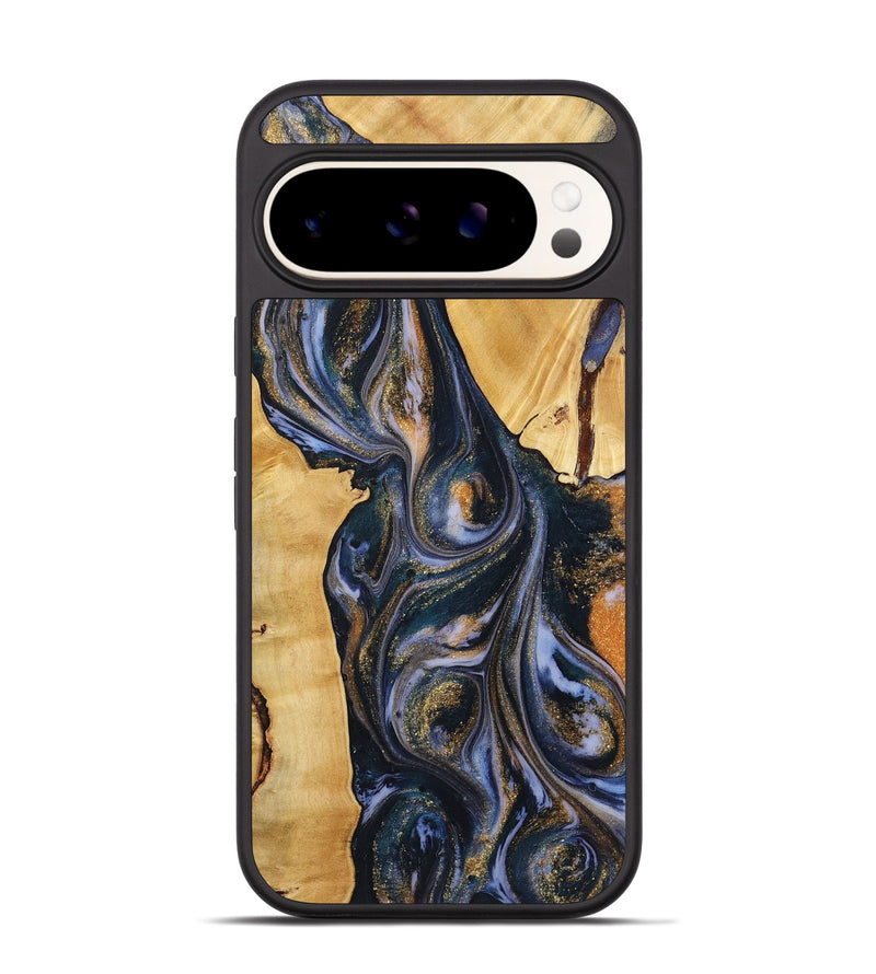 Pixel 9 Wood+Resin Phone Case - Cash (Teal & Gold, 720124)