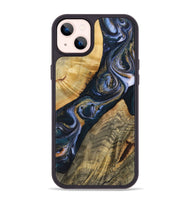 iPhone 14 Plus Wood+Resin Phone Case - Easton (Teal & Gold, 720125)