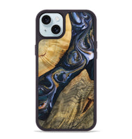 iPhone 15 Plus Wood+Resin Phone Case - Easton (Teal & Gold, 720125)