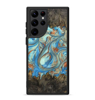 Galaxy S22 Ultra Wood+Resin Phone Case - Emilia (Teal & Gold, 720126)