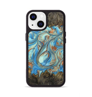 iPhone 13 Wood+Resin Phone Case - Emilia (Teal & Gold, 720126)