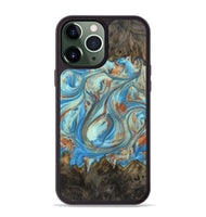 iPhone 13 Pro Max Wood+Resin Phone Case - Emilia (Teal & Gold, 720126)