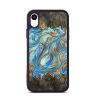 iPhone Xr Wood+Resin Phone Case - Emilia (Teal & Gold, 720126)