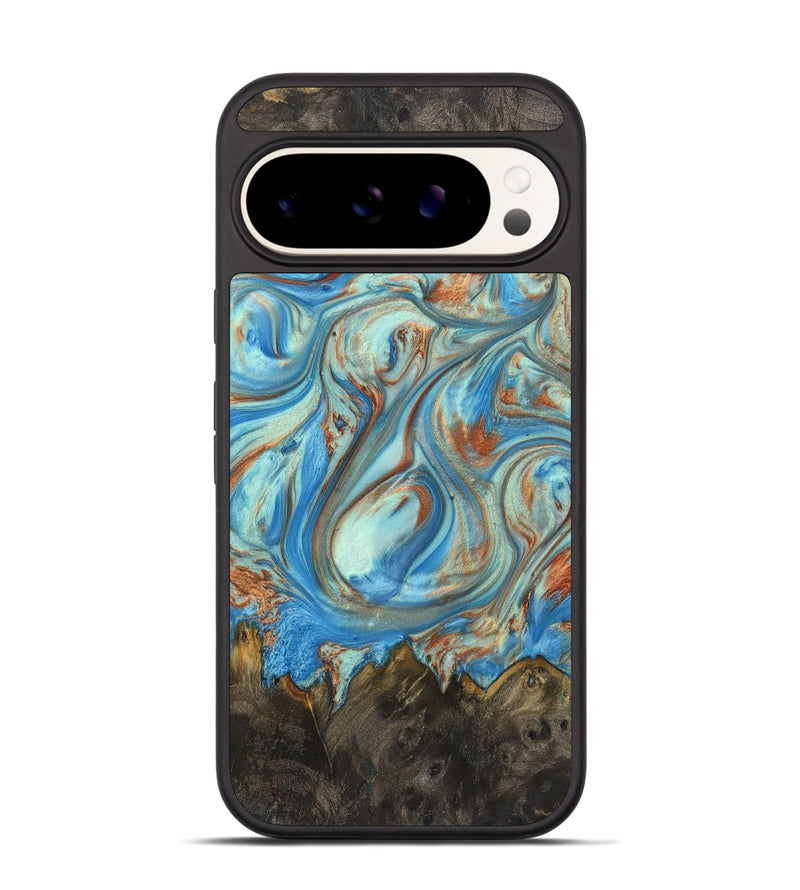 Pixel 9 Pro Wood+Resin Phone Case - Emilia (Teal & Gold, 720126)