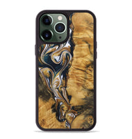 iPhone 13 Pro Max Wood+Resin Phone Case - Veronica (Teal & Gold, 720127)