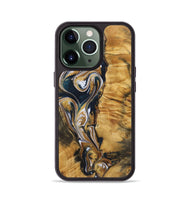 iPhone 13 Pro Wood+Resin Phone Case - Veronica (Teal & Gold, 720127)