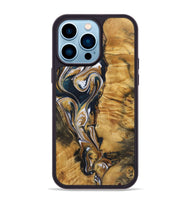 iPhone 14 Pro Max Wood+Resin Phone Case - Veronica (Teal & Gold, 720127)