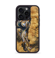 iPhone 15 Pro Wood+Resin Phone Case - Veronica (Teal & Gold, 720127)