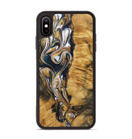 iPhone Xs Max Wood+Resin Phone Case - Veronica (Teal & Gold, 720127)