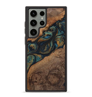 Galaxy S23 Ultra Wood+Resin Phone Case - Rudy (Teal & Gold, 720130)