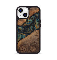 iPhone 13 Wood+Resin Phone Case - Rudy (Teal & Gold, 720130)