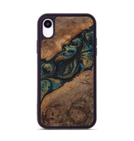 iPhone Xr Wood+Resin Phone Case - Rudy (Teal & Gold, 720130)