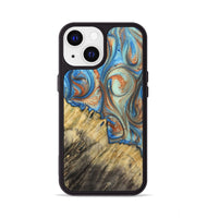 iPhone 13 Wood+Resin Phone Case - Cecil (Teal & Gold, 720131)