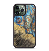 iPhone 13 Pro Max Wood+Resin Phone Case - Cecil (Teal & Gold, 720131)