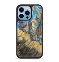 iPhone 14 Pro Max Wood+Resin Phone Case - Cecil (Teal & Gold, 720131)