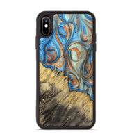 iPhone Xs Max Wood+Resin Phone Case - Cecil (Teal & Gold, 720131)