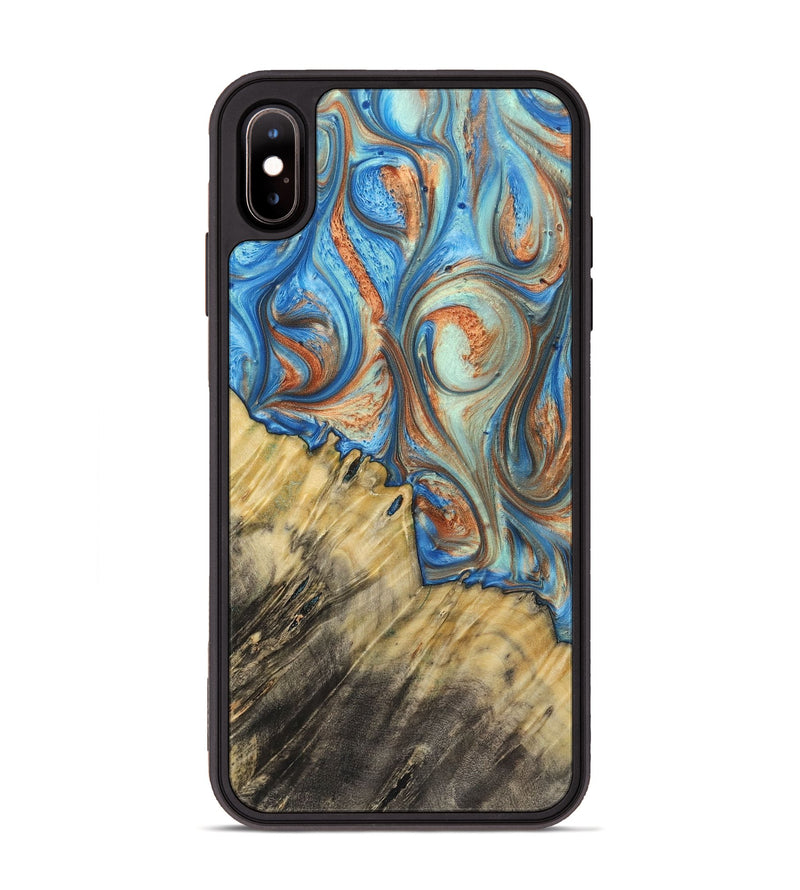 iPhone Xs Max Wood+Resin Phone Case - Cecil (Teal & Gold, 720131)