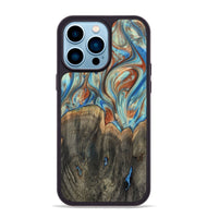 iPhone 14 Pro Max Wood+Resin Phone Case - Amara (Teal & Gold, 720132)