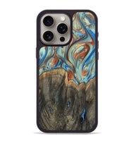 iPhone 15 Pro Max Wood+Resin Phone Case - Amara (Teal & Gold, 720132)