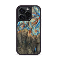 iPhone 15 Pro Wood+Resin Phone Case - Amara (Teal & Gold, 720132)