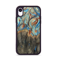 iPhone Xr Wood+Resin Phone Case - Amara (Teal & Gold, 720132)