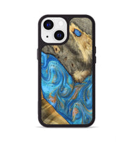 iPhone 13 Wood+Resin Phone Case - Raul (Teal & Gold, 720133)