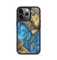 iPhone 13 Pro Wood+Resin Phone Case - Raul (Teal & Gold, 720133)