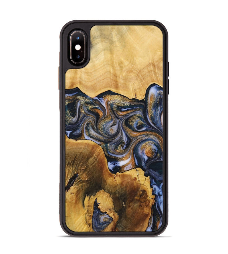 iPhone Xs Max Wood+Resin Phone Case - Selena (Teal & Gold, 720135)