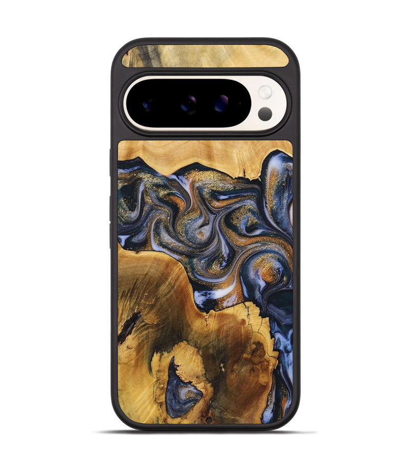 Pixel 9 Pro Wood+Resin Phone Case - Selena (Teal & Gold, 720135)