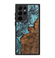 Galaxy S22 Ultra Wood+Resin Phone Case - Henrietta (Teal & Gold, 720139)