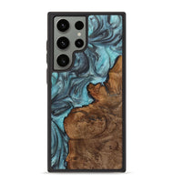 Galaxy S23 Ultra Wood+Resin Phone Case - Henrietta (Teal & Gold, 720139)