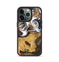 iPhone 13 Pro Wood+Resin Phone Case - Marisol (Teal & Gold, 720145)