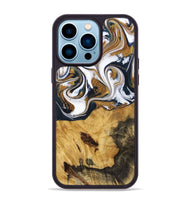 iPhone 14 Pro Max Wood+Resin Phone Case - Marisol (Teal & Gold, 720145)